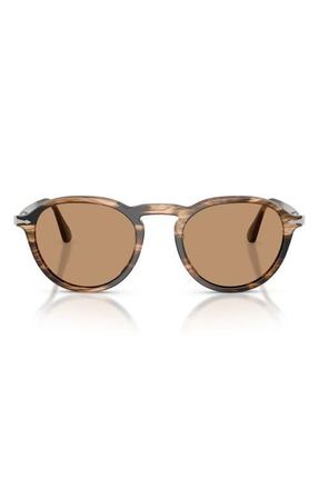 Persol 51mm Phantos Sunglasses in Striped Black /Greyish Brown at Nordstrom