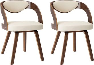 vidaXL Vidaxl - Sillas De Comedor 2 Uds Madera Curvada Y Cuero Sint&eacute;tico Crema