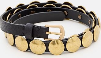 Golden Goose Belt Trinidad Thin Washed Leather Flesh Side With Studs