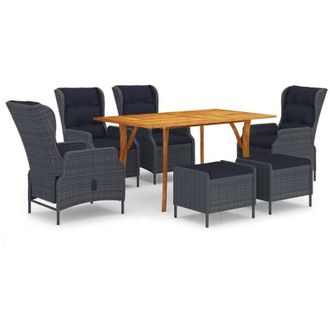 vidaXL Juego De Comedor De Jard&iacute;n 7 Piezas Gris Oscuro Vidaxl