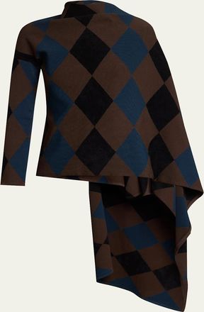 Proenza Schouler Vanne Argyle Cape Sweater