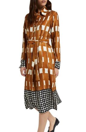 ottod'Ame Viscose Midi Shirt Dress in Brown at Nordstrom, Size 40 It