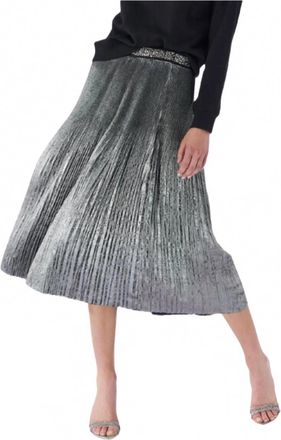 Le Superbe Womens Foil Pleated Midi Skirt In Silver