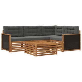 vidaXL Conjunto De Sof&aacute;s De Exterior 5 Pcs Natural Y Antracita Vidaxl