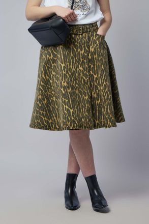 Ganni Print Denim Wrap Midi Skirt