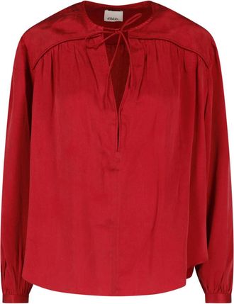 Isabel Marant Silk Blouse with Cut-Out Detail and Lace-Up Closure