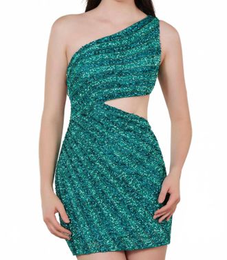 Scala Short Homecoming Fitted Sequin Cocktail Dress In Mermaid