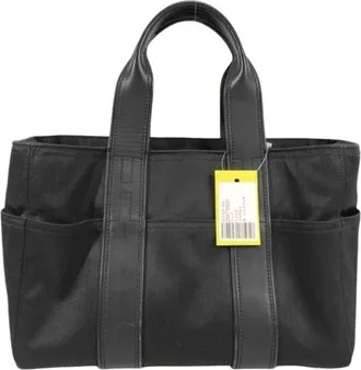 Herm&egrave;s Acapulco Black Toile Chevron Leather Handbag Shoulder Bag Tote Bag (Pre-Owned)