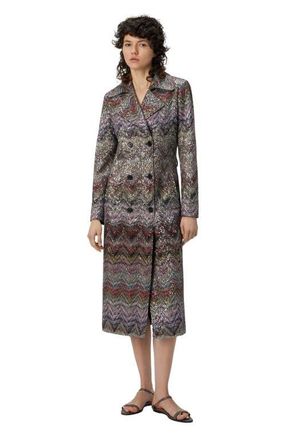 Missoni Long Double-breasted Trench Coat With Wavy Zigzag Pattern in Multicoloured at Nordstrom, Size 42 It