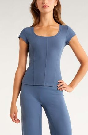 Zella Seamed Rib Top in Blue Vintage at Nordstrom, Size X-Large