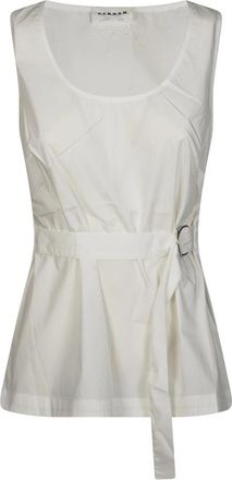 P.A.R.O.S.H. Ninja Geborduurde Blouse - Dames - Blouses - Wit - M - Katoen - Overhemden