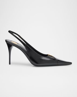 Saint Laurent Babylone Leather YSL Slingback Pumps