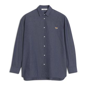Maison Kitsun&eacute; Licht Chambray Casual Overhemd - Dames - Overhemden - Blauw - S - Katoen - Overhemden