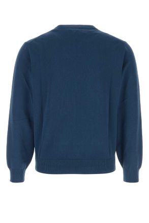 Canali Mens Navy Blue Cotton Sweater Bluette Exterior: Maglieria