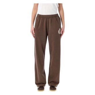 Sporty & Rich Sweatpants, female, Brown, S, NY Crest Embroidered Wide Sweatpant