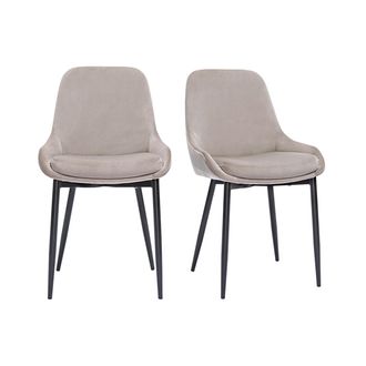 Miliboo Miliboo - Set De 2 Sillas De Terciopelo Color Topo Y Metal Negro Holo