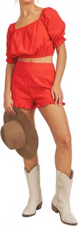 Sadie & Sage Valentina Eyelet Shorts In Red