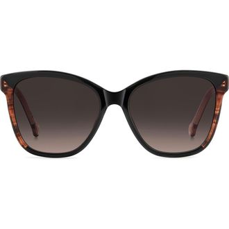 Carolina Herrera 56mm Gradient Butterfly Sunglasses in Black Pink/Brown at Nordstrom