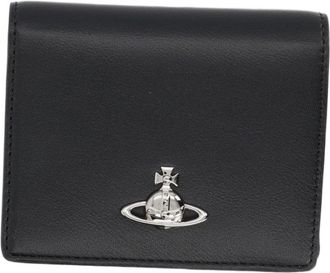 Vivienne Westwood Compact Black Wallet with Smooth Leather Texture