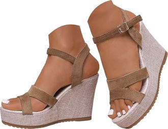 Generic Platform Wedge Sandals for Women 2026 Summer Dressy Walking Sandals Women Arch Support Ankler Strap Open Toe Boho Wide with Vacation Shoes for Spring 