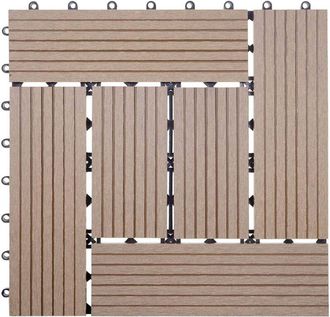 Hhg Piastrelle pavimentazione da esterno Rhone T831 wpc 30x30cm 11 pezzi 1mq teak incrociato