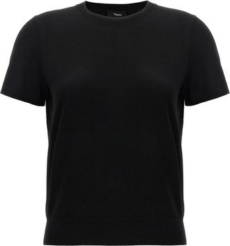 Theory Tops, Dames, Zwart, S, Wol, Merino Wool Crewneck