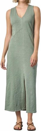 Lilla P V-Neck Seamed Maxi Dress In Sage