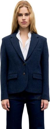 Gerard Darel Juliet Herringbone Wool Blazer in Navy Blue at Nordstrom, Size 12