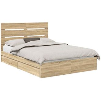 vidaXL Storage Bed with Drawer Sonoma Oak 140 x 190 cm Engineered Wood vidaXL