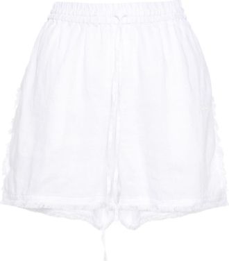 P.A.R.O.S.H. logo-embroidered frayed shorts - women - Linen/Flax - L - White