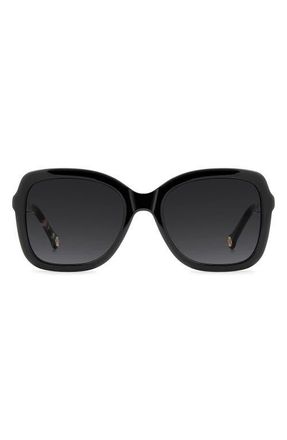 Carolina Herrera 56mm Gradient Square Sunglasses in Black/Dark Grey at Nordstrom