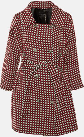 Emporio Armani Multicolor Patterned Cotton Blend Belted Overcoat