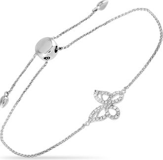 Luxury Bazaar 14K White Gold 0.30ct Diamond Butterfly Bracelet
