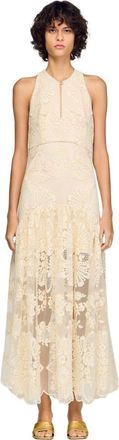 Sandro Floral cotton guipure maxi dress in Vanilla at Nordstrom, Size 38 Eu