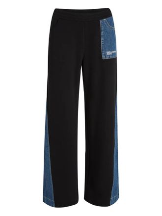 Karl Lagerfeld denim-panelled track pants - women - Organic Cotton - S - Black