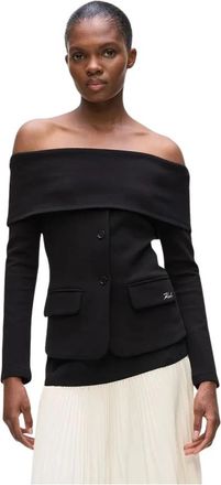 Karl Lagerfeld Off-shoulder Blouse - Dames - Blouses - Zwart - XS - Katoen - Overhemden
