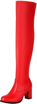 Generic Women Over Knee Stretch Boots Winter Chunky Heel Elegant Casual Office Long Boot