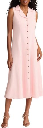 Jones New York Sleeveless Linen Blend Midi Dress in Petal Pink at Nordstrom, Size X-Large P