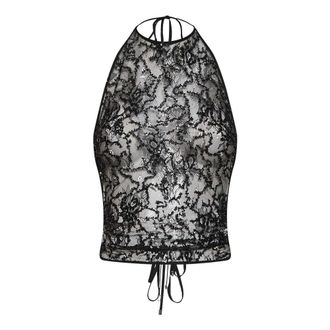 The Attico Top nero con paillettes - - Tops - Donna - Nero - M