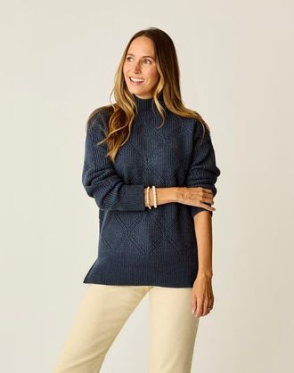Carve Designs Woodward Allover Sweater in Navy Heather at Nordstrom, Size Xx-Small