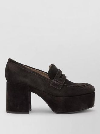 Gianvito Rossi suede leather heeled loafers