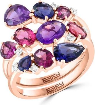 Effy 14K Rose Gold Multi-Gemstone Diamond Cluster Ring in 14K Gold at Nordstrom, Size 7