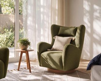 Castlery Colette Swivel Armchair Set of 2, Performance Boucle Moss for Castlery Chairs