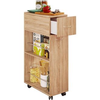 ebuy24 Vcm Kitchen Trolley Carrito De Picking Dimensiones Estante De Cocina Aprox. Al. 85 X An. 25 X P. 50 Cm Suficiente Espacio De Almacenamiento Y Caj&oacute;n Ro