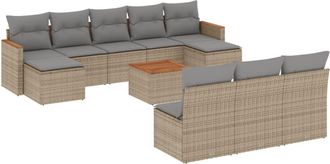 vidaXL Vidaxl - Juego De Sof&aacute;s Jard&iacute;n Con Cojines Beige Mezcla 11 Pzas Rat&aacute;n Pe
