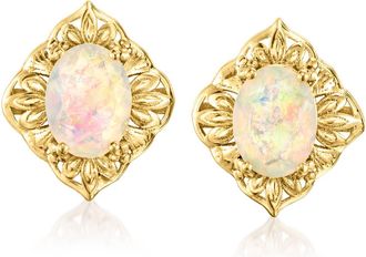 Ross-Simons Opal Marquise-Shaped Earrings in 18kt Gold Over Sterling