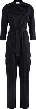 Elisabetta Franchi Jumpsuits & Playsuits, Dames, Zwart, L, Satijn, Jacquard Satijnen Jumpsuit