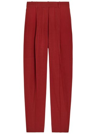 R&oacute;he Daria Pleated Wool Trousers - Red - 40 (UK12 / M)