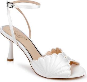 Badgley Mischka Paradise Ankle Strap Sandal in Ivory Satin at Nordstrom, Size 5.5