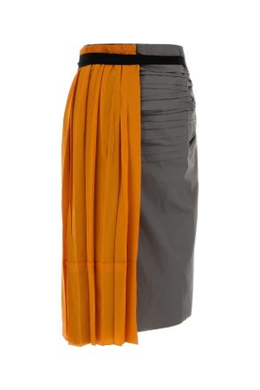 Prada Womens Multicolor Taffeta Skirt Arancio Gonne
